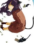  :p animal_ears bent_over black_eyes boots cat cat_ears cat_tail coat grass hand_in_pocket long_hair nimirom original purple_hair shadow sideways solo tail tongue yellow_eyes 