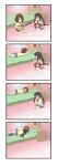  4koma bed blush comic guitar highres hirasawa_yui instrument k-on! multiple_girls nakano_azusa qwer school_uniform twintails yuri 