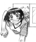  black_hair blush boxers lowres male_underwear manga monochrome mr_koiwai pantsman short_hair struggle struggling stuck surprised underwear window yotsubato! you_gonna_get_raped 