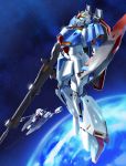  beam_rifle earth floating gun gundam mecha shield space space_craft weapon yone zero_gravity zeta_gundam zeta_gundam_(mobile_suit) 