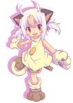  cat_ears costume meowth nijiirosekai original paws personification pokemon transparent_background white_hair 