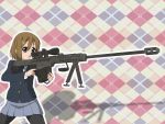  :o barrett bipod gun hair_ornament hairclip hirasawa_yui k-on! pantyhose rifle school_uniform scope skirt sniper_rifle toy_color weapon 