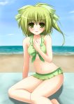  bikini fujinami_haruka green_eyes green_hair short_hair skirt swimsuit wynn yuu-gi-ou yuu-gi-ou_duel_monsters 