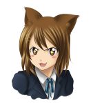  1girl 4chan :3 animal_ears blazer cat_ears crossover drawfag fang highres hirasawa_yui ikeda_kana k-on! parody saki 