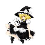  absurdres bad_id blonde_hair braid hair_ribbon hat highres kanji kirisame_marisa ribbon rim_(kingyoorigin) rimu_(rim573) side_braid smile solo touhou transparent_background witch_hat 