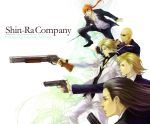  black_hair blonde_hair elena_(ff7) english final_fantasy final_fantasy_vii fingerless_gloves formal gloves gun handgun pistol red_hair redhead reno rude rufus_shinra shotgun suit sunglasses tetra_(pixiv) tetra_takamine tseng turks weapon 