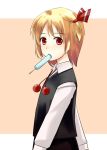 blonde_hair kuze mouth_hold popsicle red_eyes rumia short_hair solo touhou 