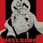  bad_id coat formal glasses gloves hellsing ko_suke major_(hellsing) male monochrome nazi necktie smile smirk solo swastika 