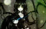  black_hair black_rock_shooter black_rock_shooter_(character) blue_eyes chain dead_master green_eyes long_hair twintails weapon 