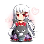  1girl albino attouteki_yuugi_mugen_souls bellaria blush chibi dress ehimedaisuki hair_ornament hairclip long_hair rabbit red_eyes smile white_hair 