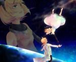  jpeg_artifacts kagamine_len kagamine_rin space stars vocaloid 