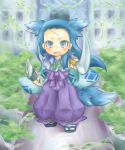  blue_eyes blue_hair character_request fang pote_(ptkan) ptkan ren_(sekaiju) scar sekaiju_no_meikyuu sword tail weapon 