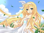 aqua_eyes blonde_hair clouds kagamine_rin summer_dress vocaloid 