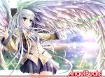  angel_beats! long_hair seifuku skirt tachibana_kanade tenshi white_hair wings yellow_eyes 