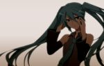   artist_request bare_shoulders detached_sleeves green_eyes green_hair hatsune_miku long_hair open_mouth solo source_request necktie twintails vocaloid  