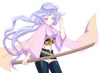  asu_no_yoichi blue_hair sword thigh-highs weapon white 