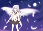  angel_beats! feathers grey_hair kneehighs tachibana_kanade tenshi wings yellow_eyes 