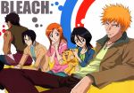  black_hair bleach brown_hair glasses group inoue_orihime ishida_uryuu kon kuchiki_rukia kurosaki_ichigo long_hair orange_hair short_hair yasutora_sado 