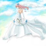 bride closed_eyes cloud dress elbow_gloves gloves gown kimura_shiki long_hair pink_hair wedding_dress yui_(angel_beats!) 