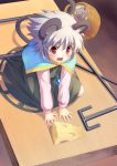  basket cheese ekusa_takahito highres jewelry kneeling minigirl mouse mouse_ears mouse_tail mouse_trap mousetrap nazrin necklace open_mouth red_eyes short_hair silver_hair solo tail tears touhou 