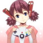  brown_hair controller doll_joints game_controller head_tilt holding josette masao nintendo_64 smile solo twintails wonder_project_j2 