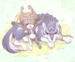  link link_(wolf) midna nintendo pointy_ears riolabo sleeping stretch the_legend_of_zelda twilight_princess wolf 