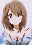  between_breasts breasts cleavage duplicate food fruit hirasawa_yui k-on! solo strawberry 