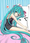  aqua_hair bad_id bunny hatsune_miku highres hug long_hair rabbit stuffed_animal stuffed_toy twintails very_long_hair vocaloid zlx 