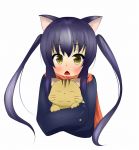  animal_ears bad_id black_hair cat cat_ears hug k-on! koshian koshian_(l) long_hair nakano_azusa scarf school_uniform twintails yellow_eyes 