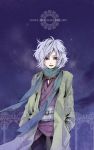  english japanese_clothes last_c night night_sky original red_eyes scarf short_hair sky solo standing star 