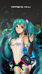  aqua_eyes aqua_hair hatsune_miku hatsune_miku_(append) highres lips long_hair miku_append nail_polish nal_(nal&#039;s_pudding) nal_(nal's_pudding) solo twintails very_long_hair vocaloid vocaloid_append 