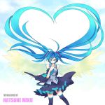  blue_eyes blue_hair hand_to_mouth hatsune_miku heart last_c long_hair smile solo thigh-highs thighhighs vocaloid wings zettai_ryouiki 