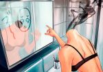  bath bathroom bra celty_sturluson dullahan durarara!! headless lingerie mirror reflection rem_(artist) sad shower smoke toothbrush underwear 