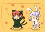  :3 :d ^_^ ahoge animal_ears braid bunny_ears bunny_tail cat_ears cat_tail chasing chibi closed_eyes extra_ears fang heart kaenbyou_rin koyama_shigeru multiple_girls multiple_tails necktie open_mouth ponytail rabbit_ears red_hair redhead reisen_udongein_inaba running skirt smile tail touhou twin_braids young 