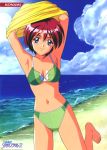  90s beach bikini hinomoto_hikari kokura_masashi mole official_art red_hair redhead scan solo swimsuit tokimeki_memorial tokimeki_memorial_2 undressing 