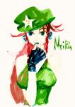  alternate_costume bare_shoulders fingerless_gloves gloves hat hong_meiling long_hair red_hair redhead rough solo star tima touhou 