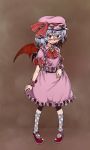  bat_wings blue_hair blush hat mary_janes pigeon-toed red_eyes remilia_scarlet shoes short_hair solo tears touhou wings 