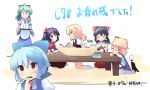  6+girls cirno eating hakurei_reimu kirisame_marisa kochiya_sanae moriya_suwako multiple_girls shin_(new) touhou yasaka_kanako 
