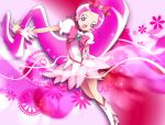  boots cure_blossom futari_wa_precure hanasaki_tsubomi heart heartcatch_precure! long_hair magical_girl open_mouth pink pink_background pink_eyes pink_hair ponytail precure skirt solo wanco wrist_cuffs 
