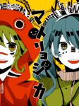  aqua_eyes aqua_hair face green_eyes green_hair gumi hatsune_miku headphones hoodie komine long_hair matryoshka_(vocaloid) multicolored_eyes multiple_girls red_eyes short_hair smile twintails vocaloid yellow_eyes 