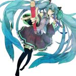  aqua_eyes aqua_hair baton detached_sleeves hatsune_miku long_hair nail_polish necktie solo tarako_(artist) tarako_supa thigh-highs thighhighs twintails very_long_hair vocaloid 