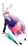  bunny_ears long_hair necktie rabbit_ears reisen_udongein_inaba skirt solo tarako_(artist) tarako_supa touhou umbrella very_long_hair 