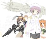  aliens animal_ears battleship bunny_girl bunnysuit colonial_marines firing flying gloves lamp m56_smartgun military military_uniform oekaki pantyhose parody pulse_rifle rabbit_ears space_craft sulaco uniform 