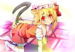  animal_ears blonde_hair cat_ears cat_tail flandre_scarlet hat ibaba kemonomimi_mode red_eyes short_hair side_ponytail solo tail touhou wings 