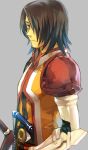  armor black_hair brown_hair grey_background long_hair male raven schwann_oltorain simple_background solo surcoat tales_of_(series) tales_of_vesperia 