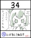  bow cirno hair_bow lowres monochrome solo touhou translated uni_mate ⑨ 