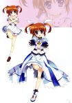  absurdres blue_eyes brown_hair fingerless_gloves fujima_takuya full_body gloves highres long_hair lyrical_nanoha mahou_shoujo_lyrical_nanoha mahou_shoujo_lyrical_nanoha_vivid side_ponytail takamachi_nanoha twintails 