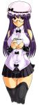  breasts glasses hat large_breasts long_hair namidame patchouli_knowledge purple_eyes purple_hair skirt thigh-highs thighhighs touhou violet_eyes zettai_ryouiki 