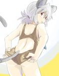  adjusting_swimsuit animal_ears competition_swimsuit grey_hair looking_back mouse_ears mouse_tail nazrin one-piece_swimsuit red_eyes sape_(saperon_black) saperon short_hair swimsuit tail touhou 