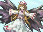  gloves hat lily_white long_hair outstretched_arms red_eyes spread_arms touhou wings yagi_(sinnsyou) 
